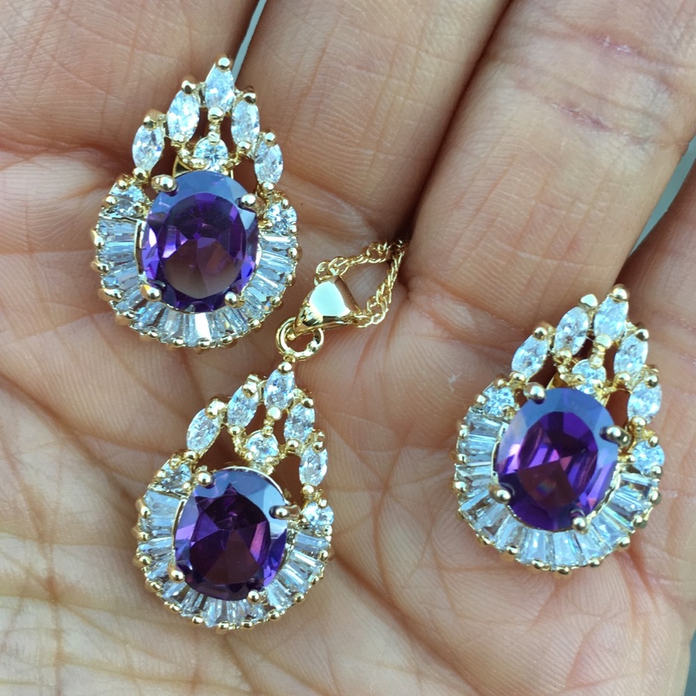 10kGoldFill Purple Crystal Necklace Set